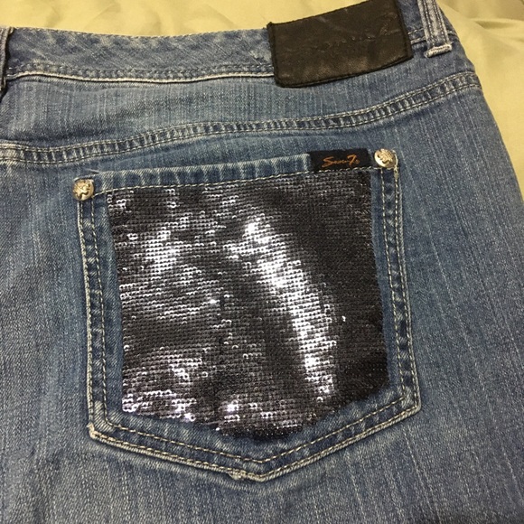 Seven 7 Plus Size Sequined Pockets Medium Wash Bootcut Jeans - Picture 2 of 11